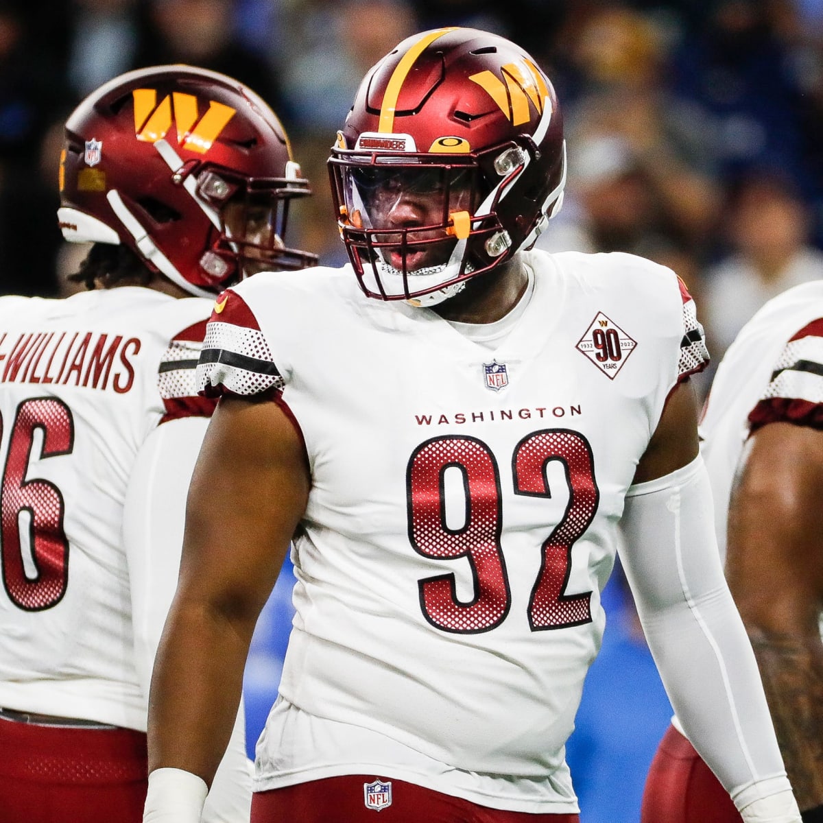 December 18 2022: Washington Commanders defensive tackle Daniel Wise (92)  prior to the NFL game between the New York Giants and the Washington  Commanders in Landover, MD. Reggie Hildred/CSM/Sipa USA(Credit Image: ©