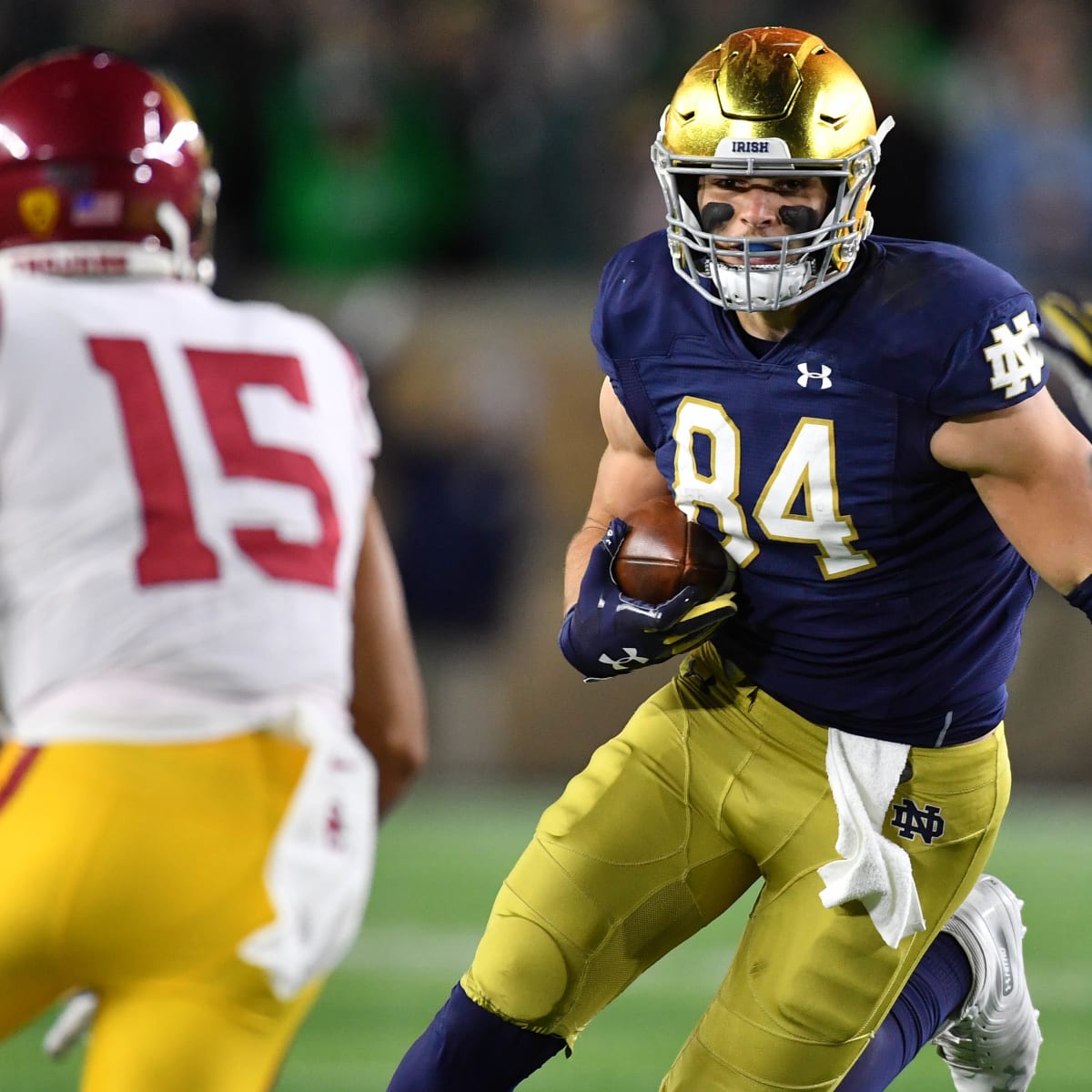 Notre Dame standout tight end Cole Kmet will immediately compete