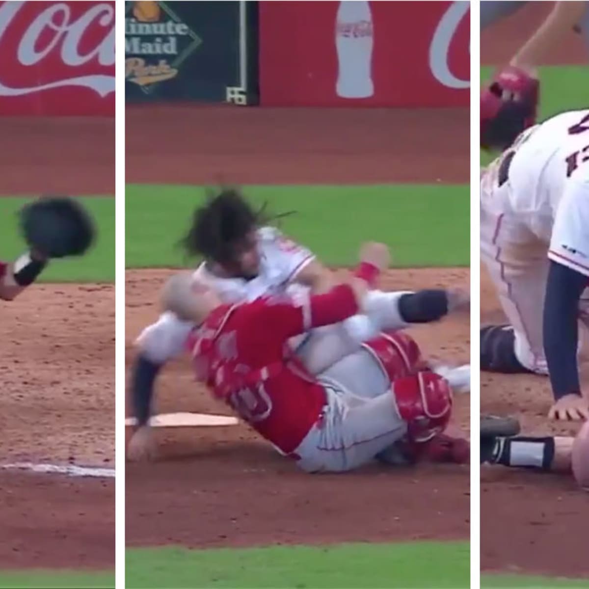 Angels' Jonathan Lucroy hurt in bloody collision at home plate