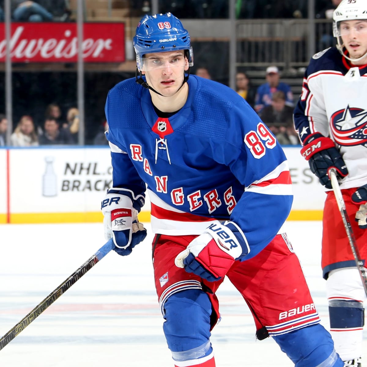 Young Rangers fan overwhelmed after Pavel Buchnevich gave him his