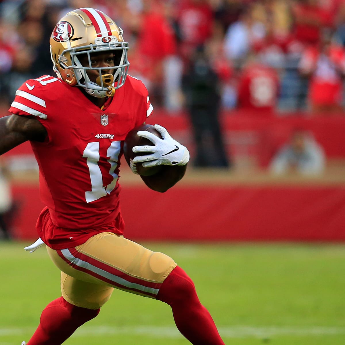 San Francisco 49ers' Marquise Goodwin scores emotional touchdown