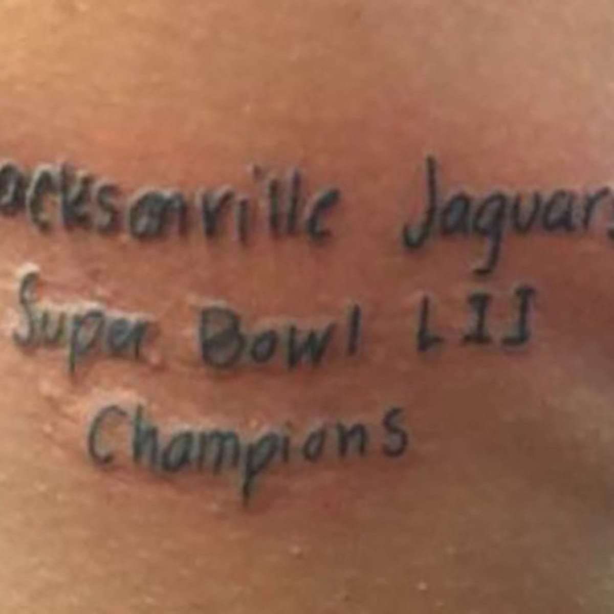 Super Bowl LII: Jaguars fan get premature championship tattoo - Sports  Illustrated