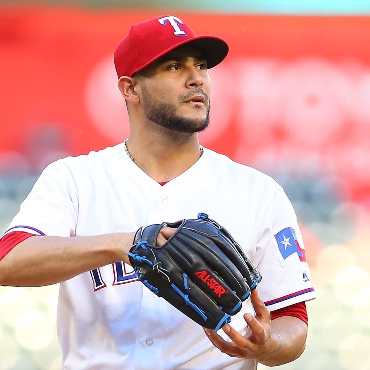 Jun 22, 2017: Texas Rangers starting pitcher Martin Perez #33 pitched 6  innings and gave up 4 runs during an MLB game between the Toronto Blue Jays  and the Texas Rangers at