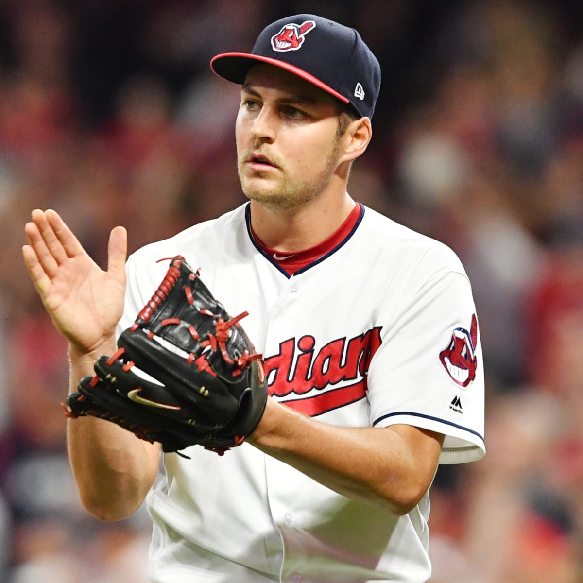 Download Trevor Bauer In Indians Outfit Jumping Wallpaper