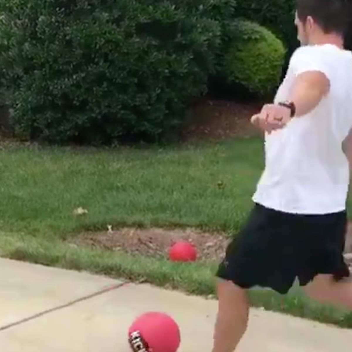 Panthers kicker Graham Gano ruins his family's kickball game with enormous  'home run'