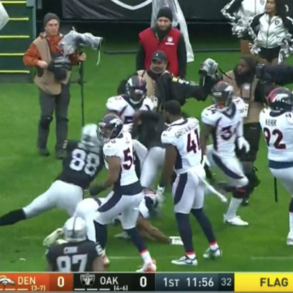 Fight Breaks Out in Raiders-Broncos Game Between Crabtree and Talib