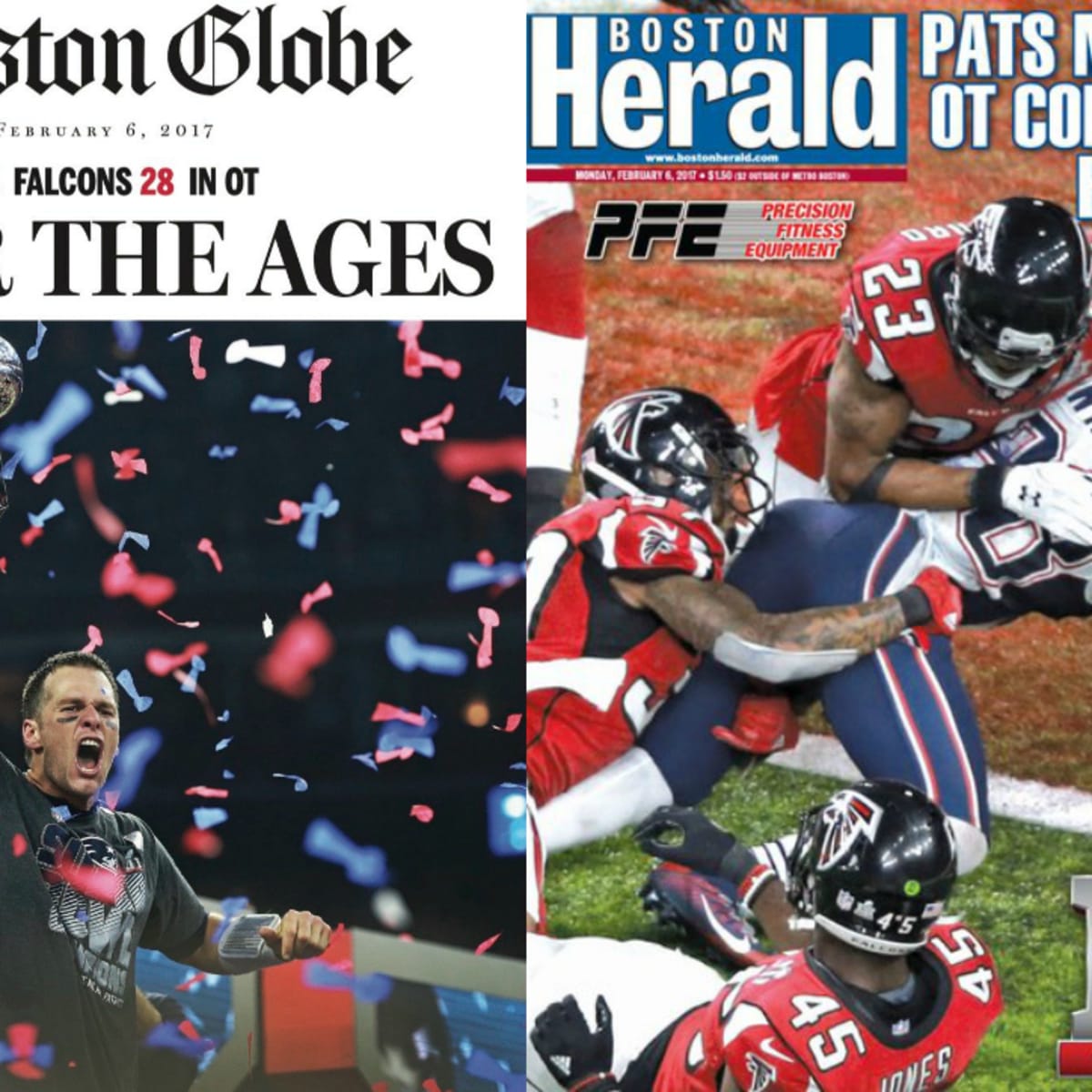 Tom Brady makes Boston Globe cover highlighting Patriots' 'Win for