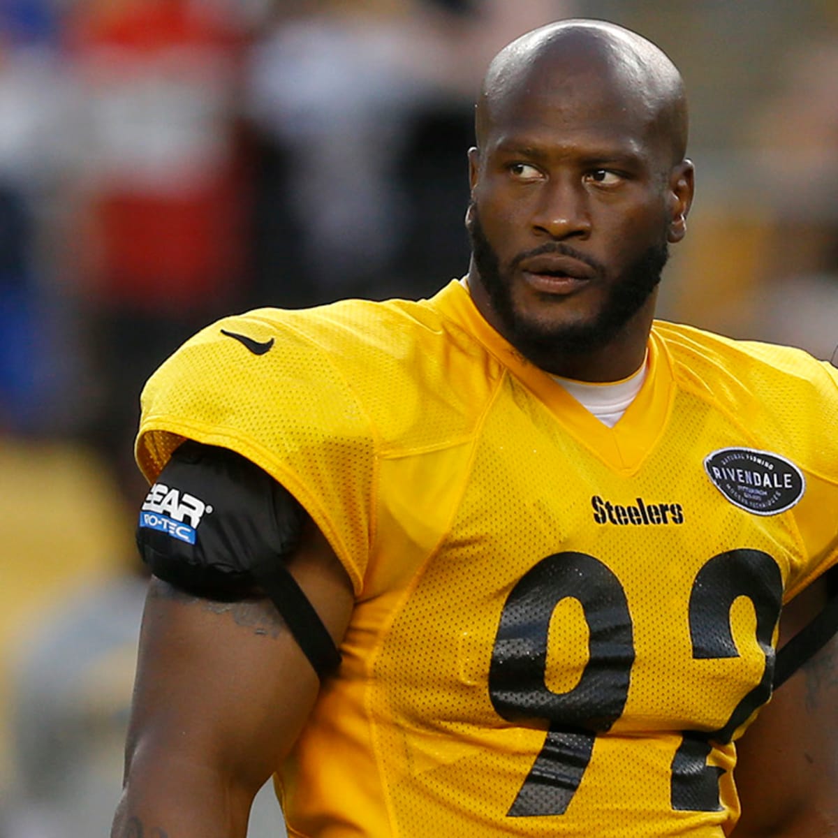 Pittsburgh Steelers linebacker James Harrison stretches during the NFL  football team's practice in Pittsburgh on Wednesday, Jan. 14, 2009. The  Steelers face the Baltimore Ravens in the AFC championship game Sunday in