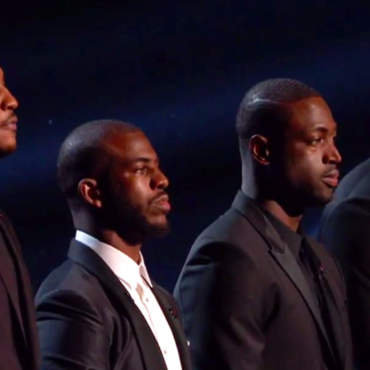 LeBron James, Carmelo Anthony, Chris Paul and Dwyane Wade address