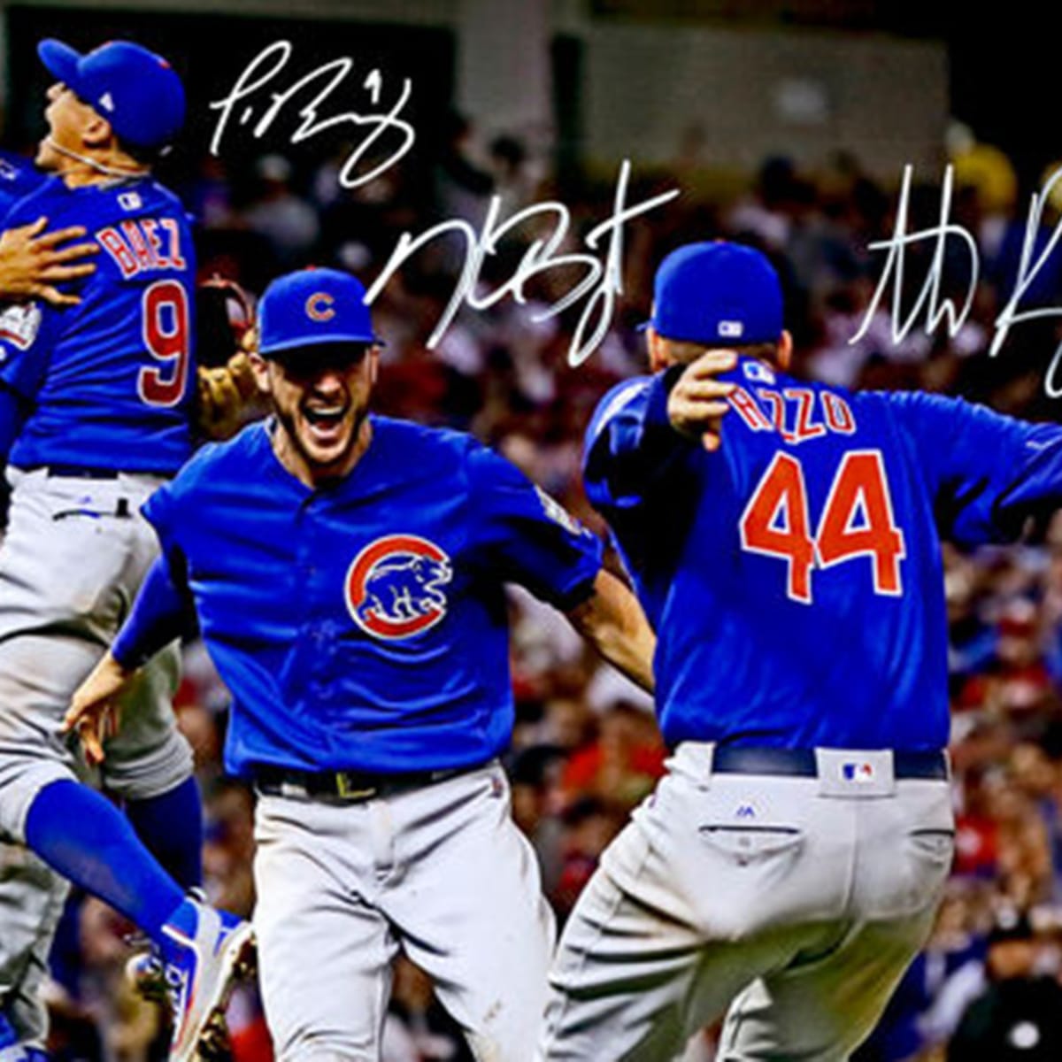 Autographed Chicago Cubs Kris Bryant, Anthony Rizzo and Javier Baez  Fanatics Authentic 16 x 20 Stylized Photograph with Multiple Inscriptions  
