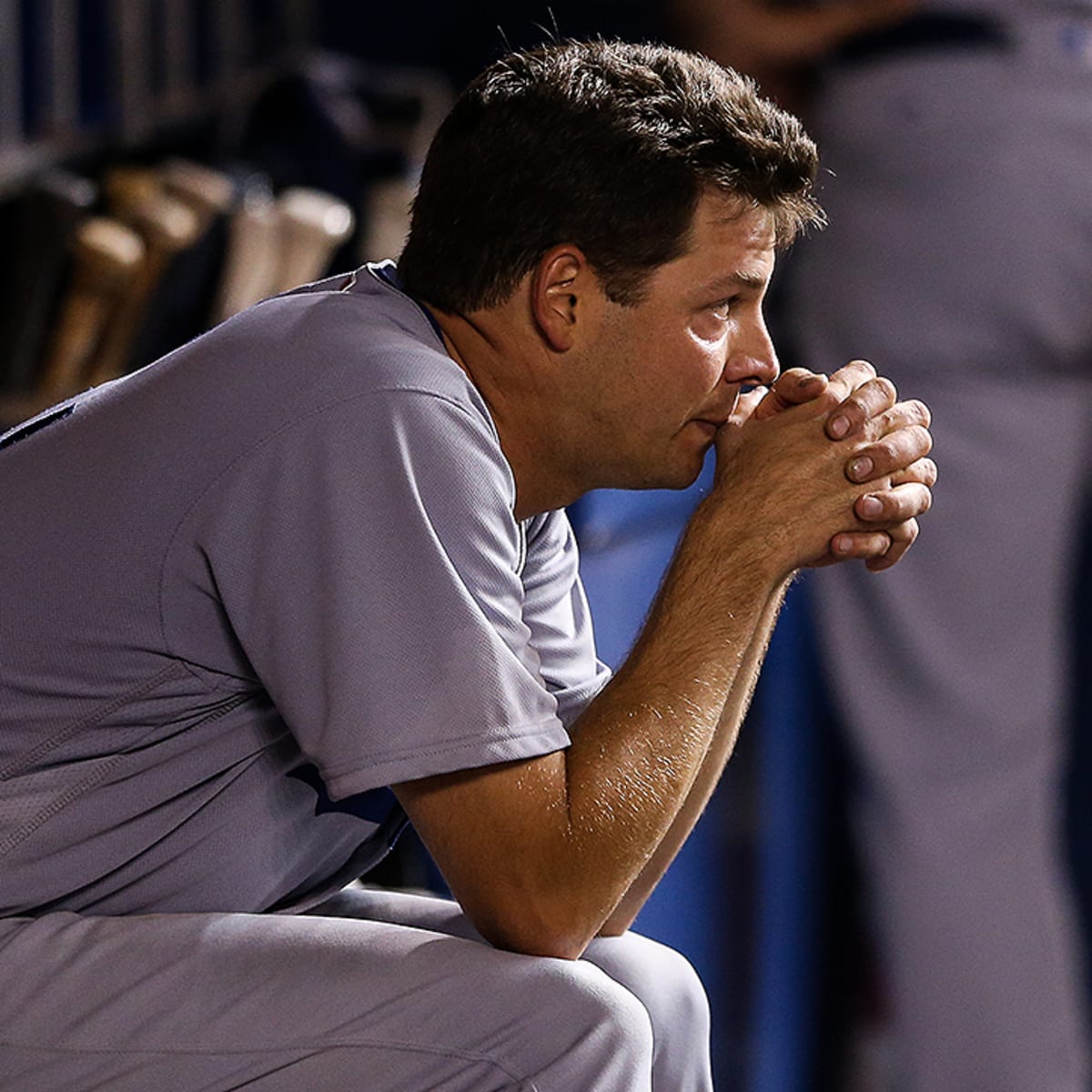 Baltimore Orioles rookie pitcher Rich Hill waits to be removed