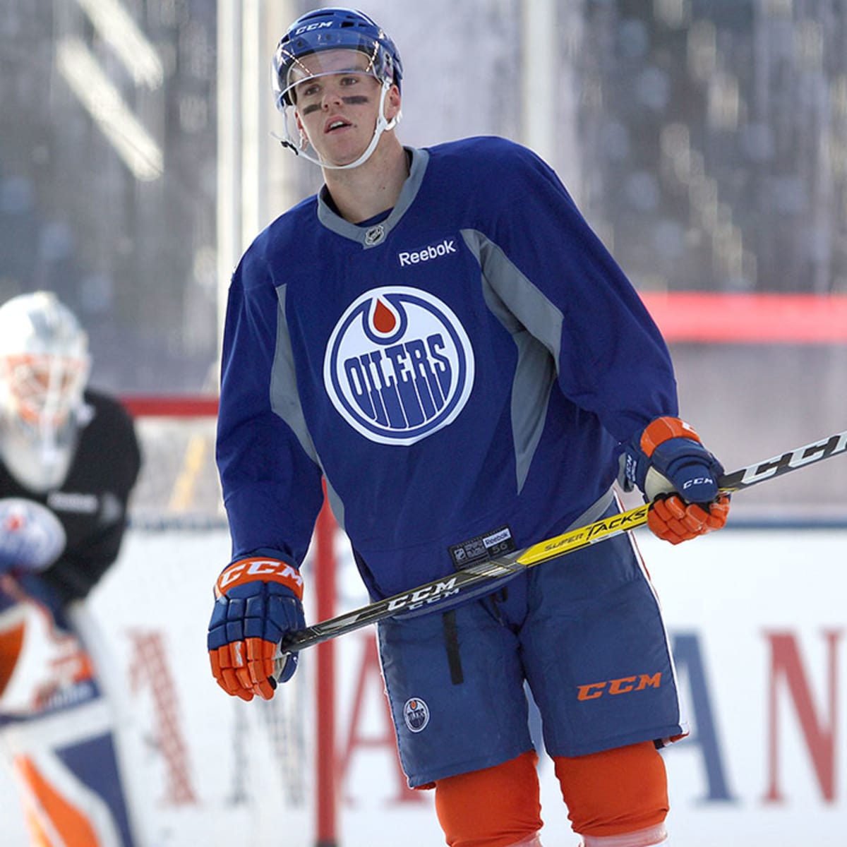 Connor McDavid Edmonton Oilers NHL Reebok Youth Blue Replica Hockey Jersey  (Youth Large/X-Large)