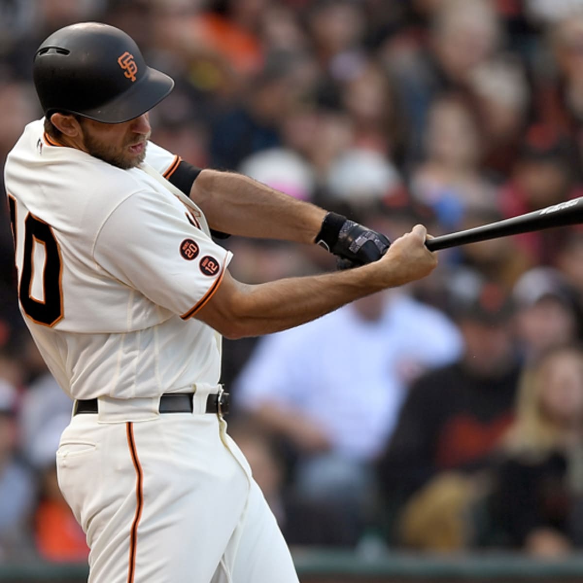 San Francisco Giants pitcher Madison Bumgarner is shown after taking batting  practice before a baseball game between the Giants and the San Diego Padres  in San Francisco, Tuesday, Sept. 8, 2009. Bumgarner