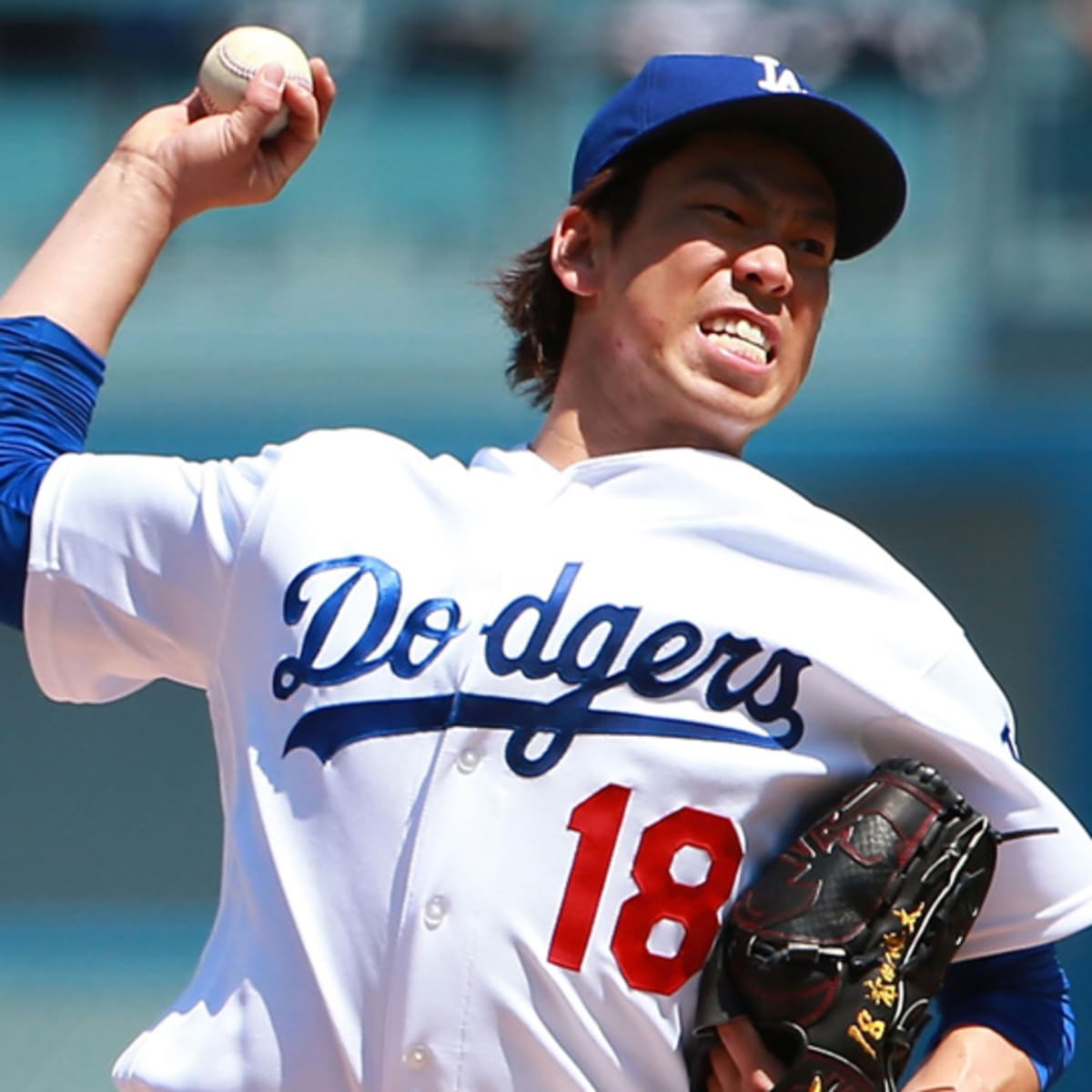 Kenta Maeda of the Los Angeles Dodgers bats against the Cincinnati