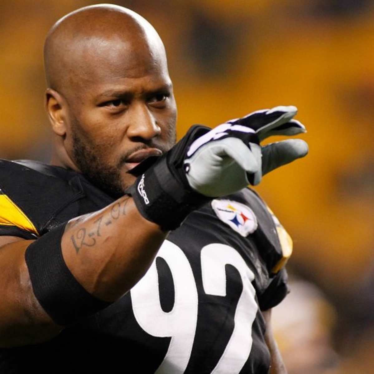 Pittsburg Steelers LB James Harrison during player introductions