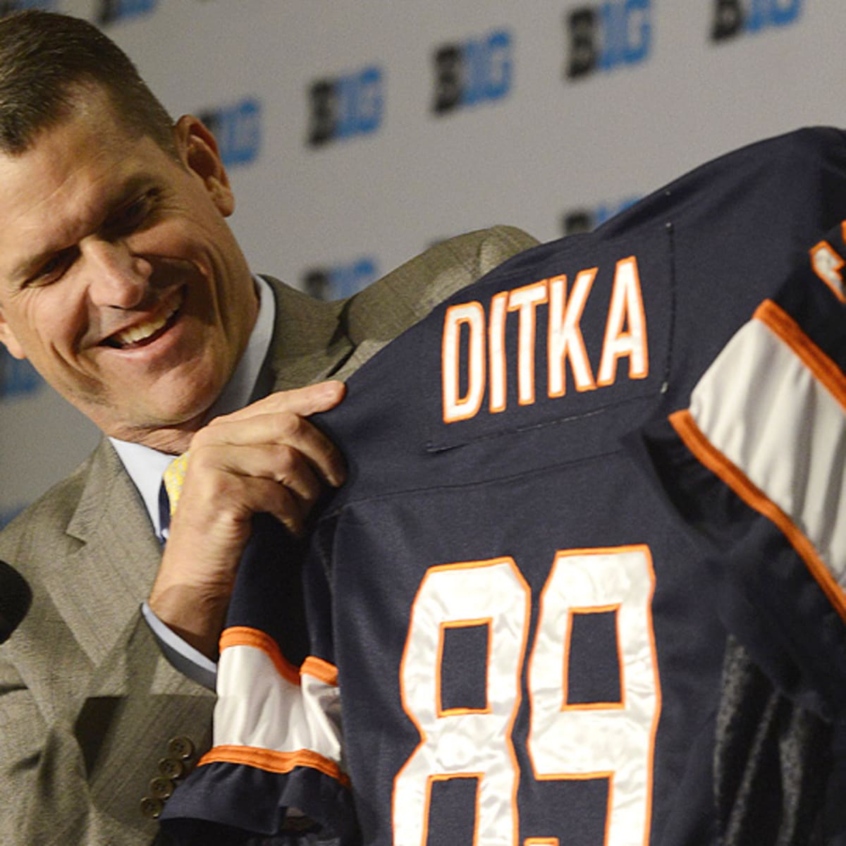 Jim Harbaugh opened up Big Ten Media Day with a Mike Ditka Bears jersey