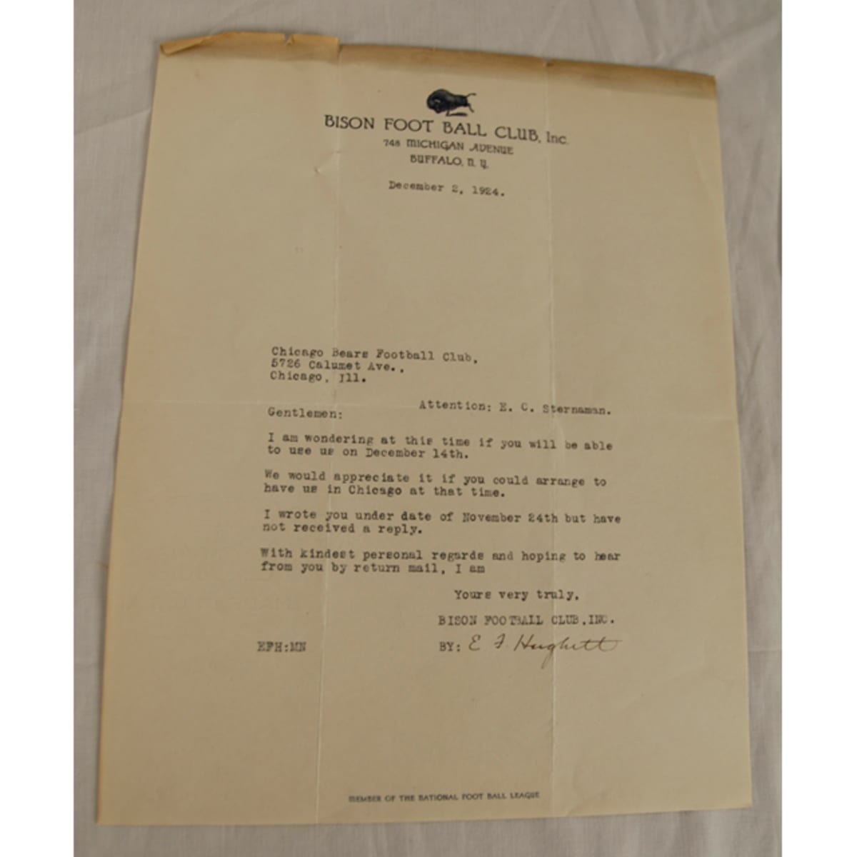 History of the NFL in 95 Objects: Buffalo's 1924 Scheduling Letter