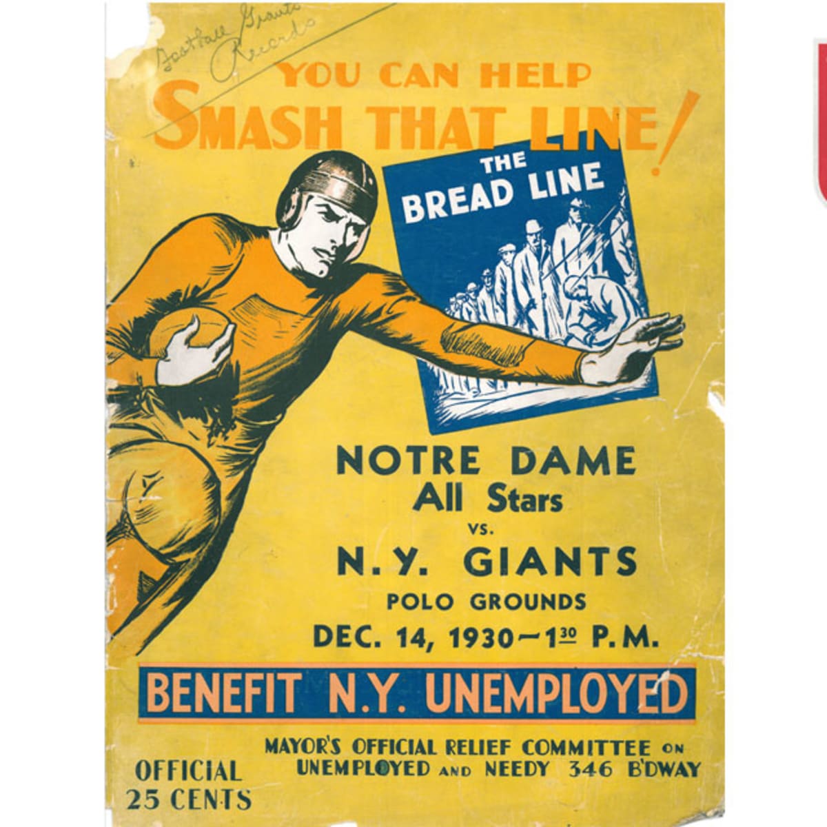 Notre Dame Versus NY Giants Football Program Metal Print by Big 88