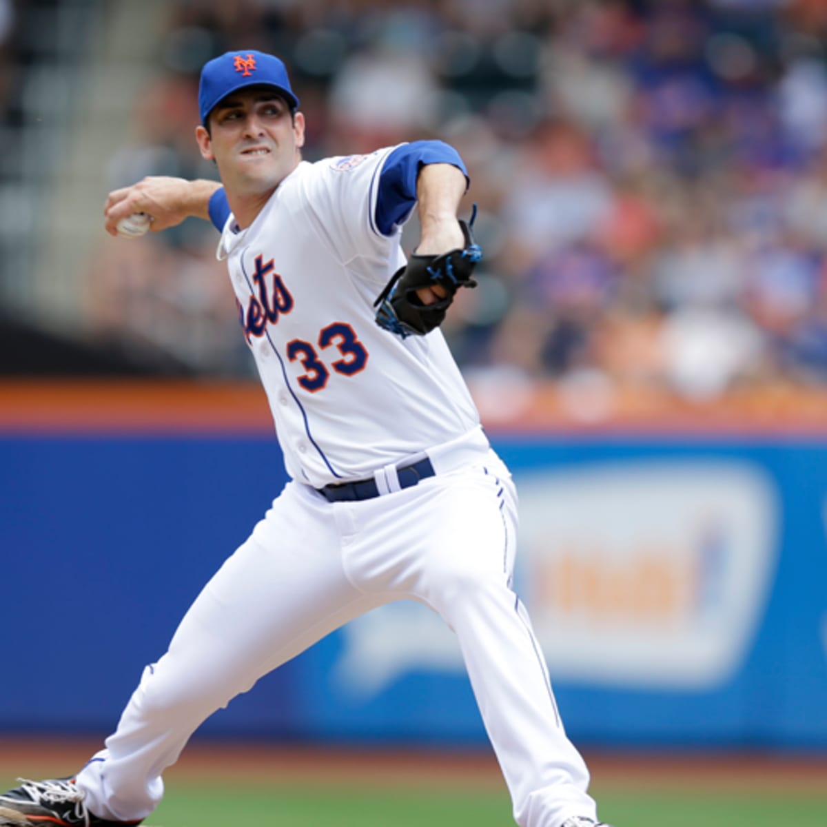 New York Mets number one draft pick, pitcher Matt Harvey, holds