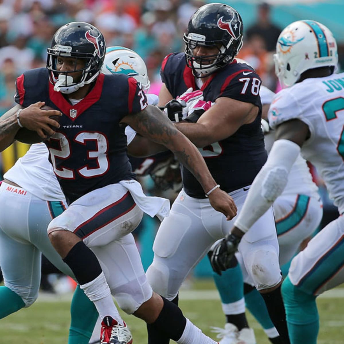 Arian Foster of Houston Texans injures Achilles in loss to Miami