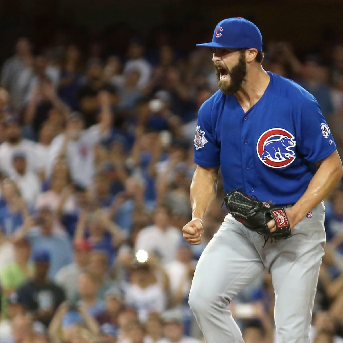 Chicago Cubs pitcher Jake Arrieta received the Dodger Stadium pitching  rubber.