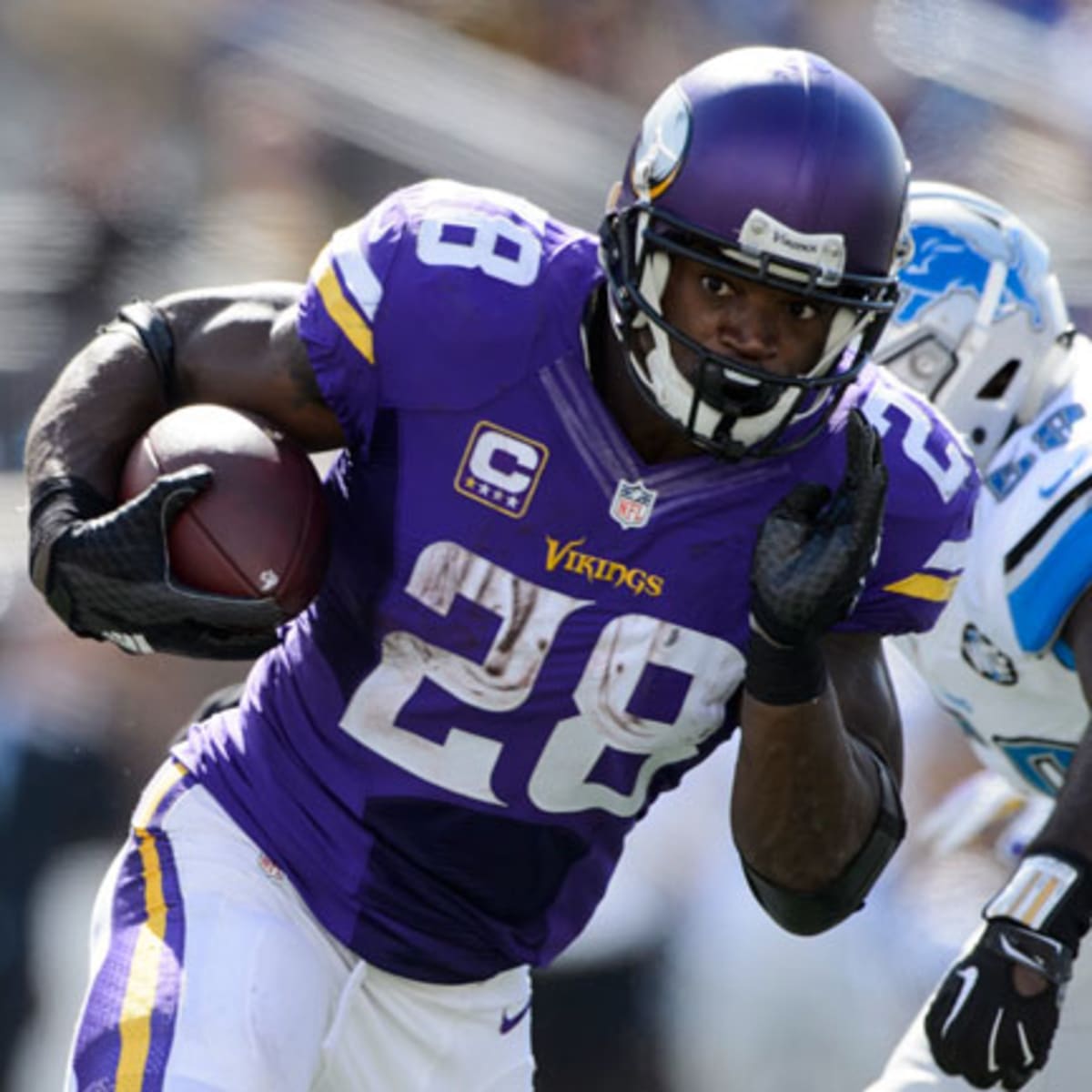 Minnesota's Adrian Peterson finishes nine yards shy of the NFL rushing  record 