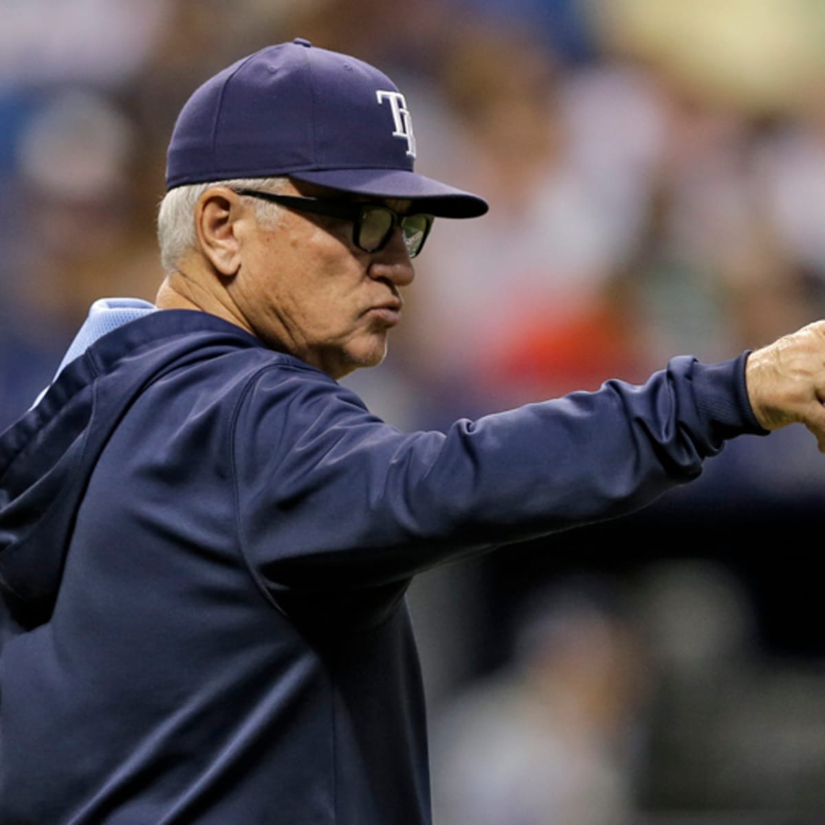 Tampa Bay Rays Manager Joe Maddon leaves the field after the Rays