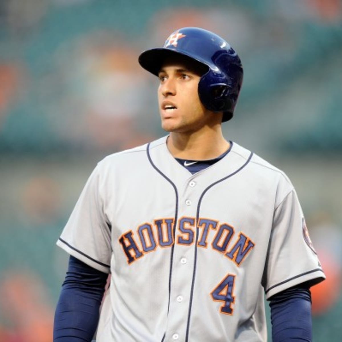 Astros' George Springer exits game after hit by pitch