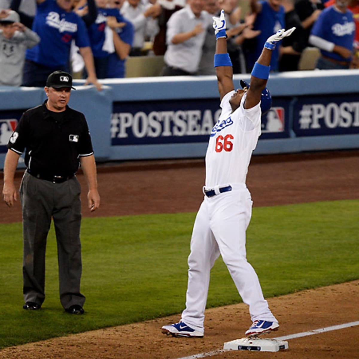 Yasiel Puig's premature celebration doesn't stop him from triple