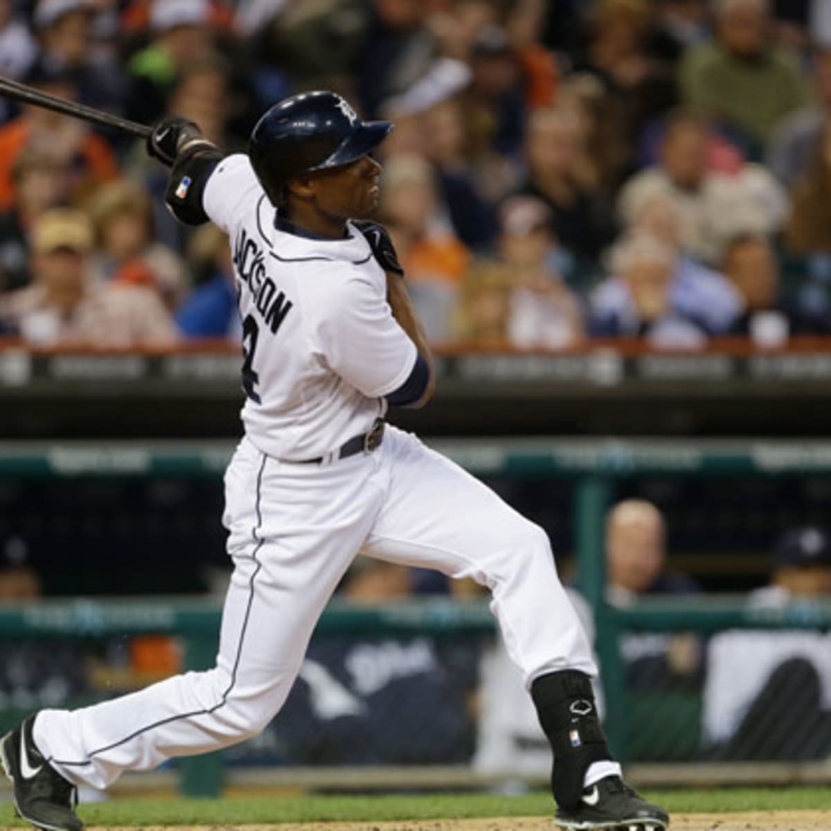 Detroit Tigers outfielders Andy Dirks, left, Austin Jackson