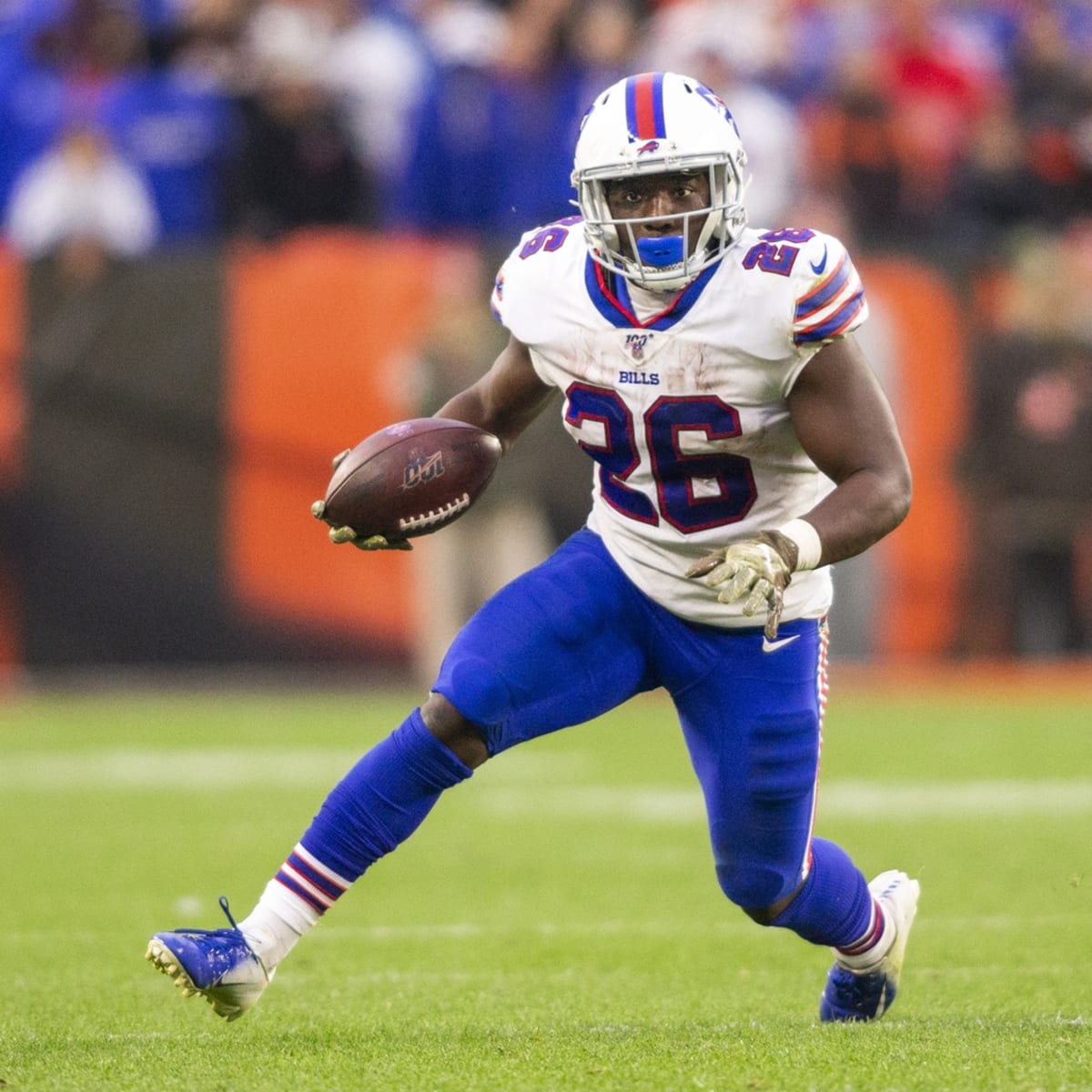 Buffalo Bills running back Devin Singletary (26) carries the ball during  the second half of an …