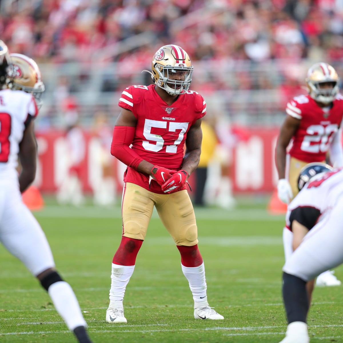 San Francisco 49ers linebacker Dre Greenlaw (57) during an NFL football  game against the Los Angeles Rams in Santa Clara, Calif., Monday, Oct. 3,  2022. (AP Photo/Godofredo A. Vásquez Stock Photo - Alamy