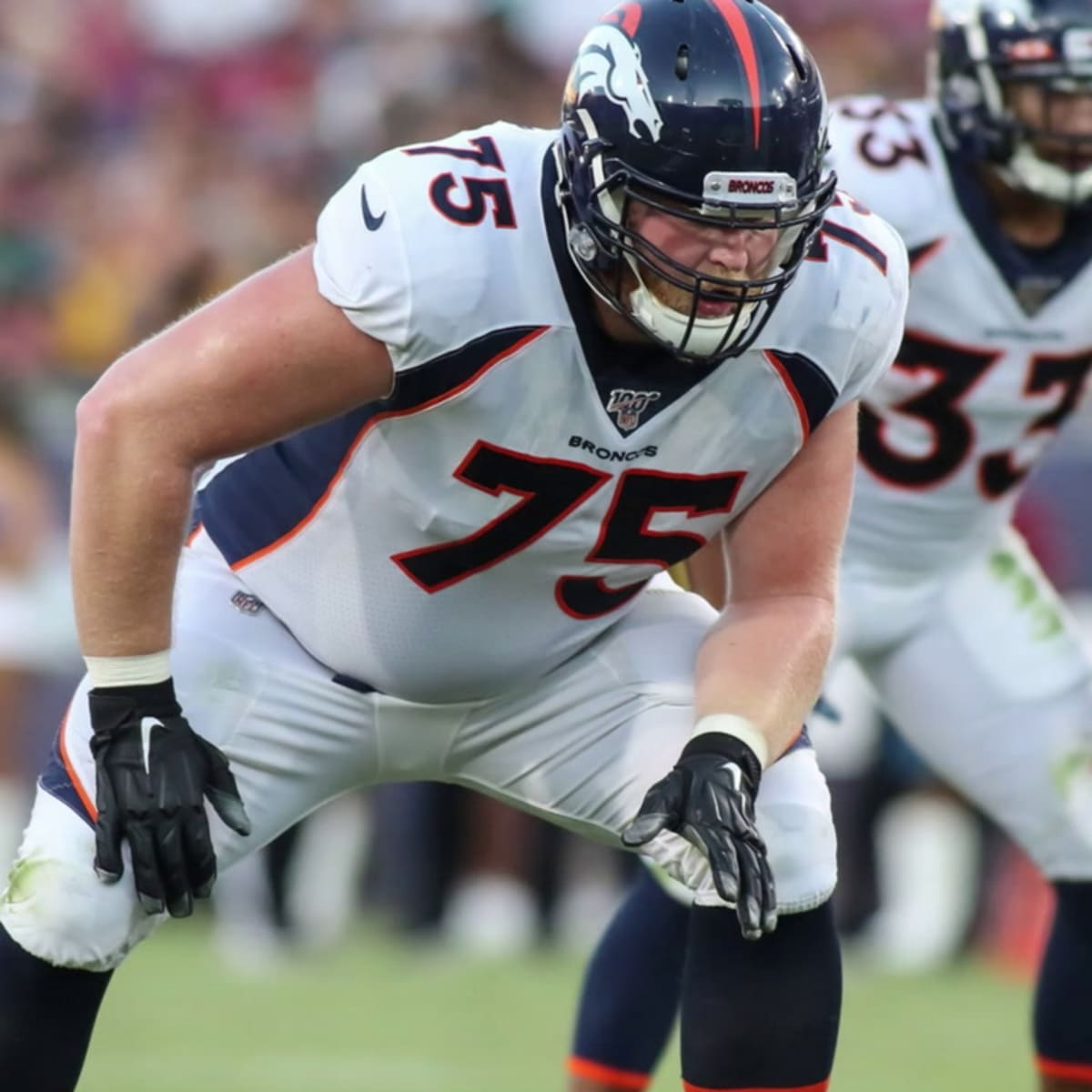 Denver Broncos offensive tackle Quinn Bailey (75) runs during a