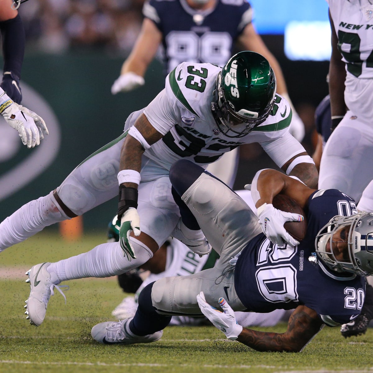 August 12, 2017, New York Jets safety Jamal Adams (33) kneels in