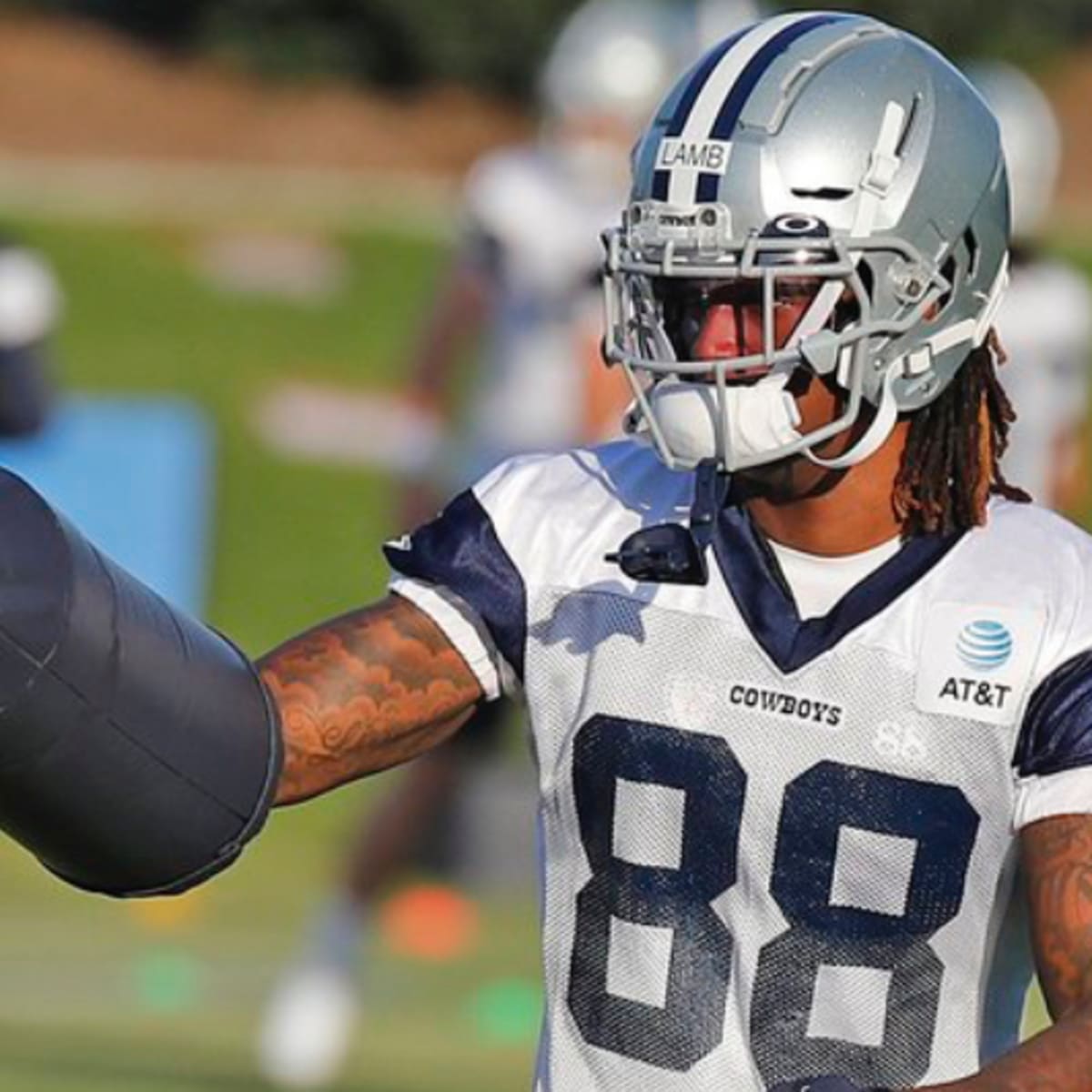 Dallas Cowboys wide receiver CeeDee Lamb (88) is seen during warm ups  before an NFL football game against the Chicago Bears, Sunday, Oct. 30, 2022,  in Arlington, Texas. (AP Photo/Brandon Wade Stock