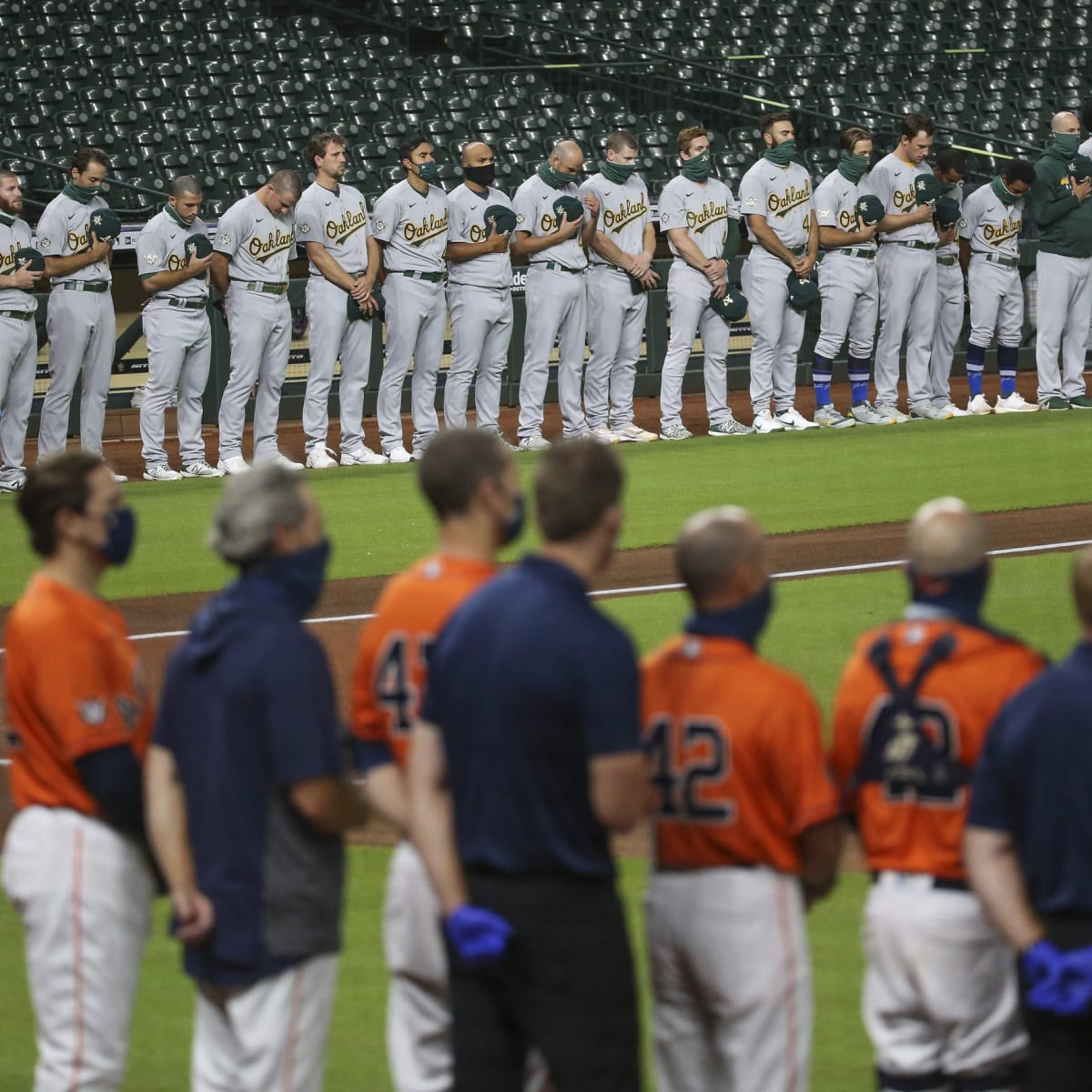 Oakland Athletics, Houston Astros take Field to Honor Jackie Robinson, Then  `Another Day of Silent Protest' - Sports Illustrated Oakland Athletics  News, Analysis and More