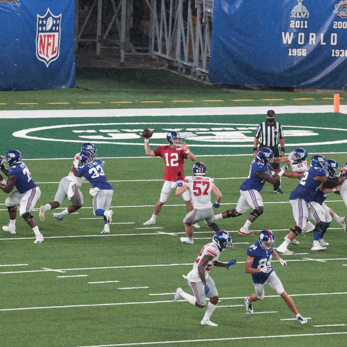 The New York Giants play an inter-sqaud game, the Blue White scrimmage