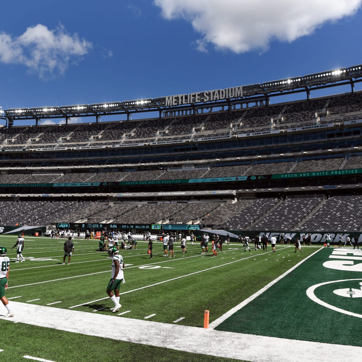 NY Jets fans participate in Jet Fest and watch their team practice