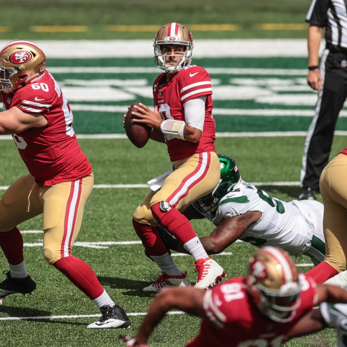 Jimmy Garoppolo, Raheem Mostert Did Not Return for 49ers vs. Jets