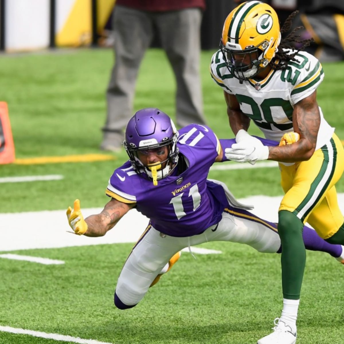 September 24, 2017: Green Bay Packers cornerback Kevin King #20 before the  NFL Football game between the Cincinnati Bengals and the Green Bay Packers  at Lambeau Field in Green Bay, WI. Green