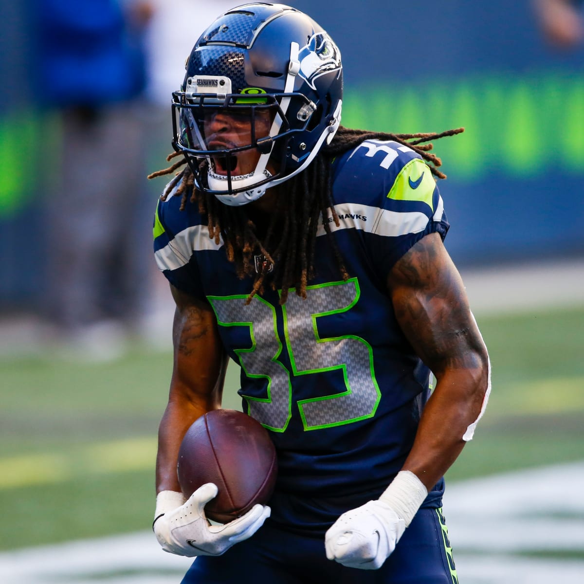 Seattle Seahawks strong safety Ryan Neal (26) runs off the field after an  NFL football game against the Indianapolis Colts, Sunday, Sept. 12, 2021,  in Indianapolis. (AP Photo/Zach Bolinger Stock Photo - Alamy