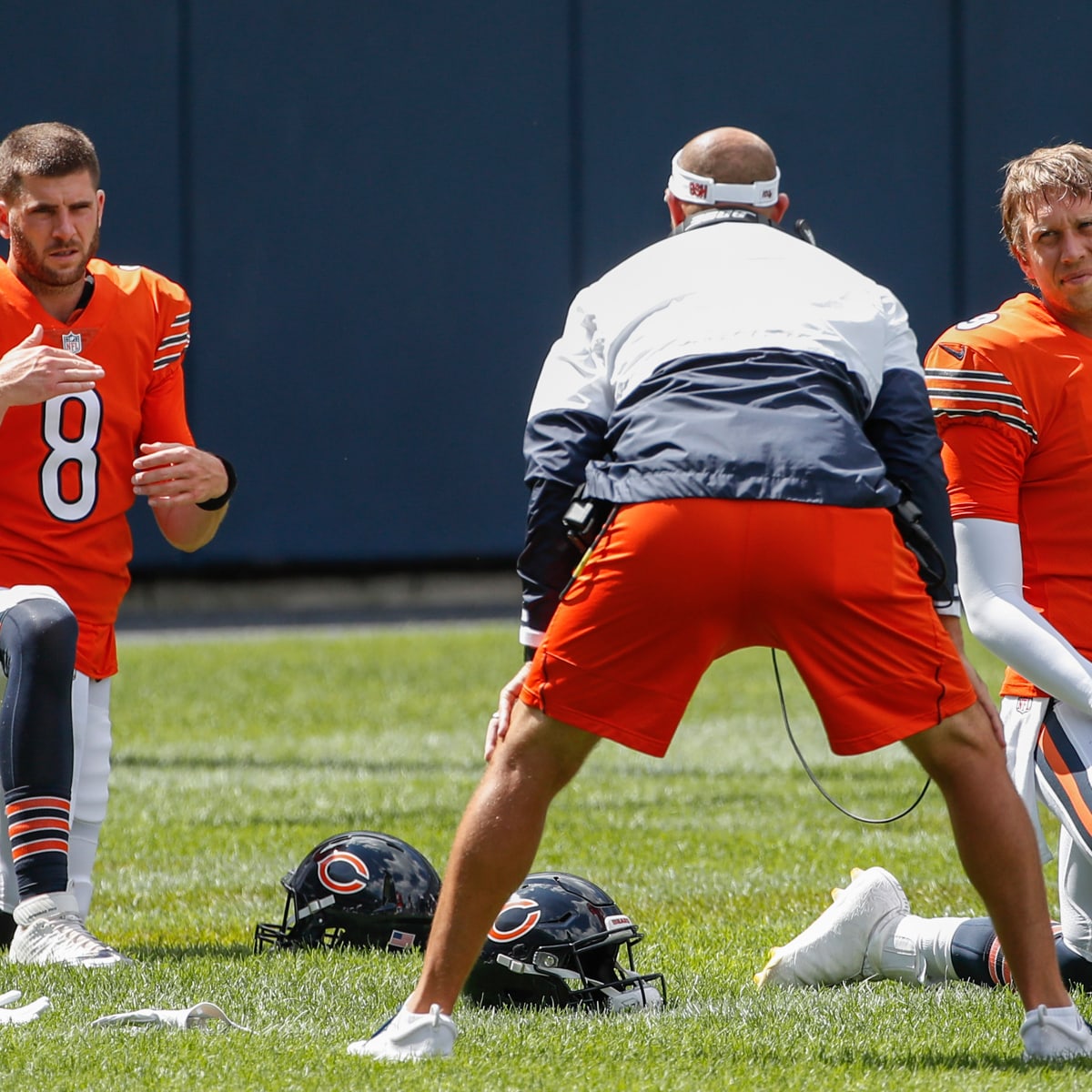 Why did the Bears promote Tyler Bray, and what was Mitch Trubisky's role on  the sideline?