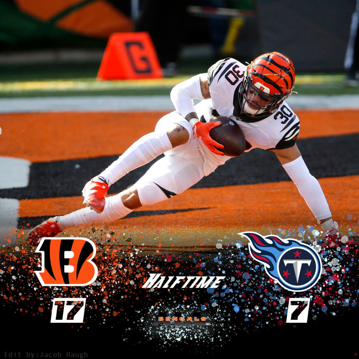 Bengals Line Up Titans To Take 17-7 Half-Time Lead