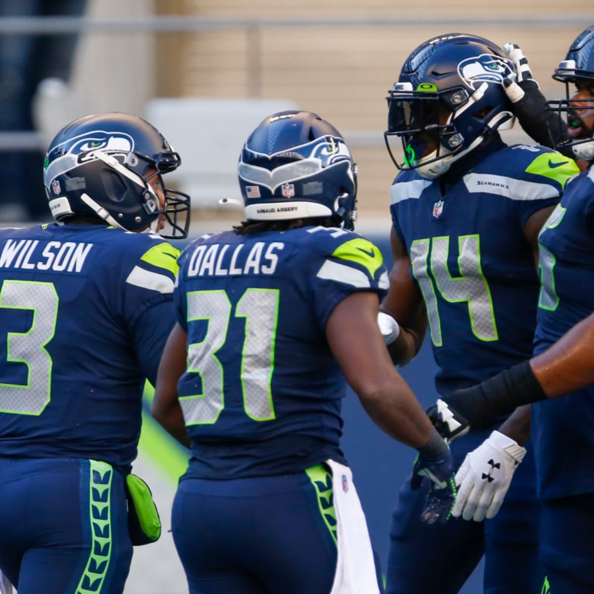 Seattle, United States. 30th Dec, 2019. Seattle Seahawks wide receiver D.K.  Metcalf (14) catches a 14 yard touchdown against San Francisco 49ers  cornerback Ahkello Witherspoon (23) during the fourth quarter at CenturyLink