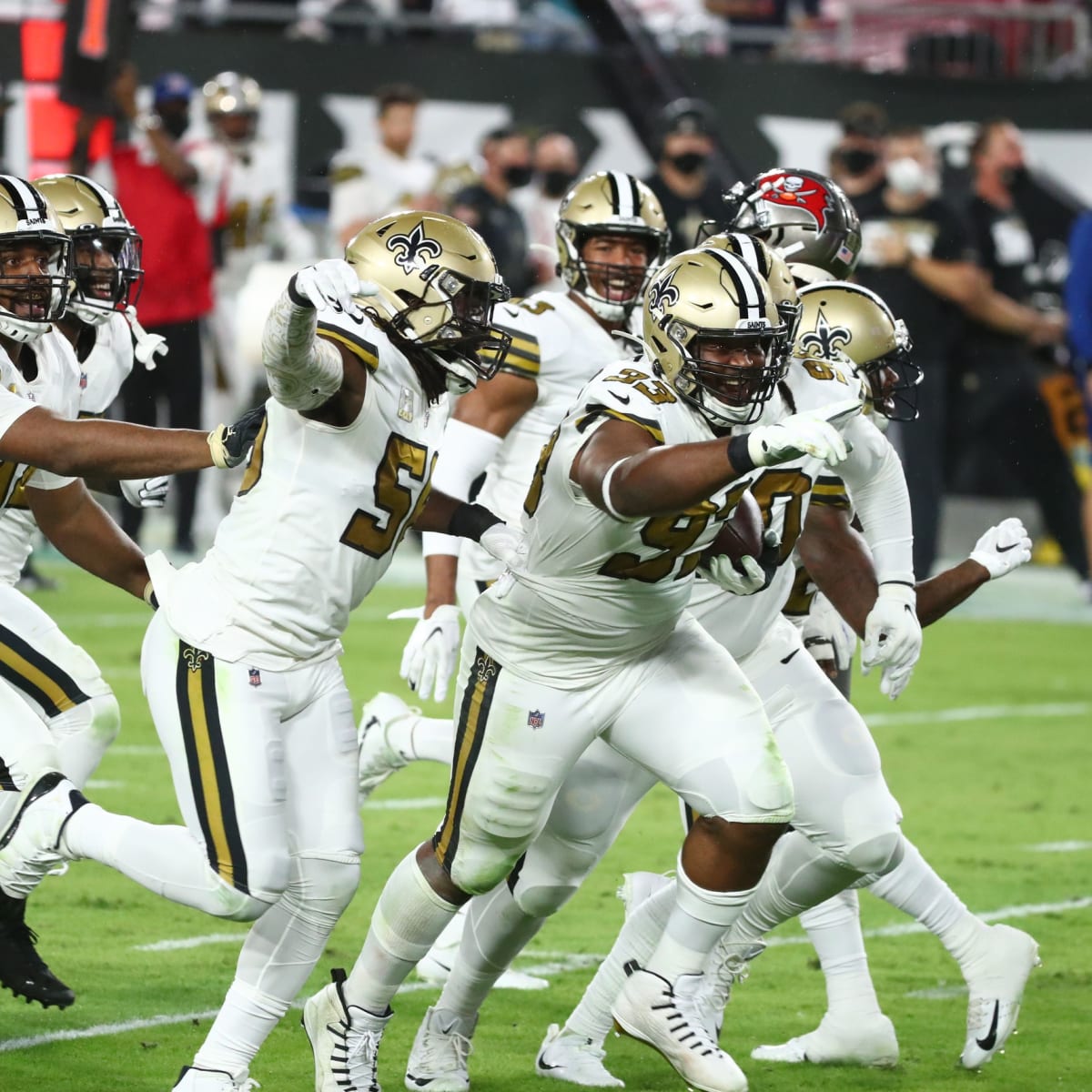 An overall interior general view of the Caesars Superdome in the second  half of an NFL football game between the New Orleans Saints and the Tampa  Bay Buccaneers in New Orleans, Sunday