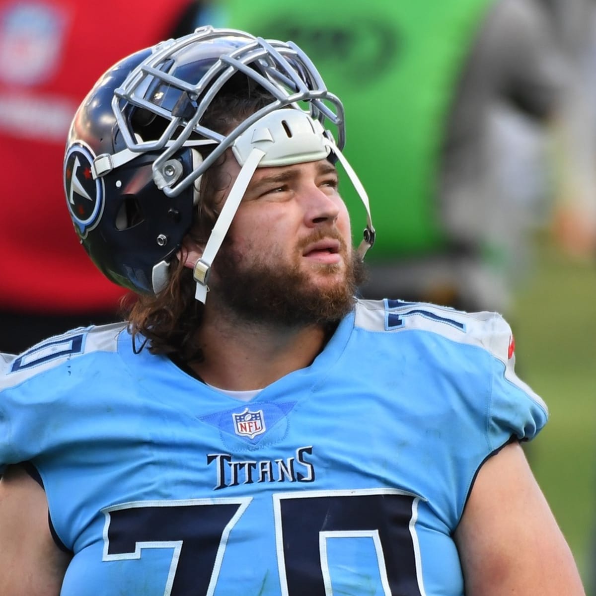 Tennessee Titans offensive tackle Ty Sambrailo (70) plays against the  Chicago Bears during an NFL football game Sunday, Aug. 29, 2021, in  Nashville, Tenn. (AP Photo/John Amis Stock Photo - Alamy