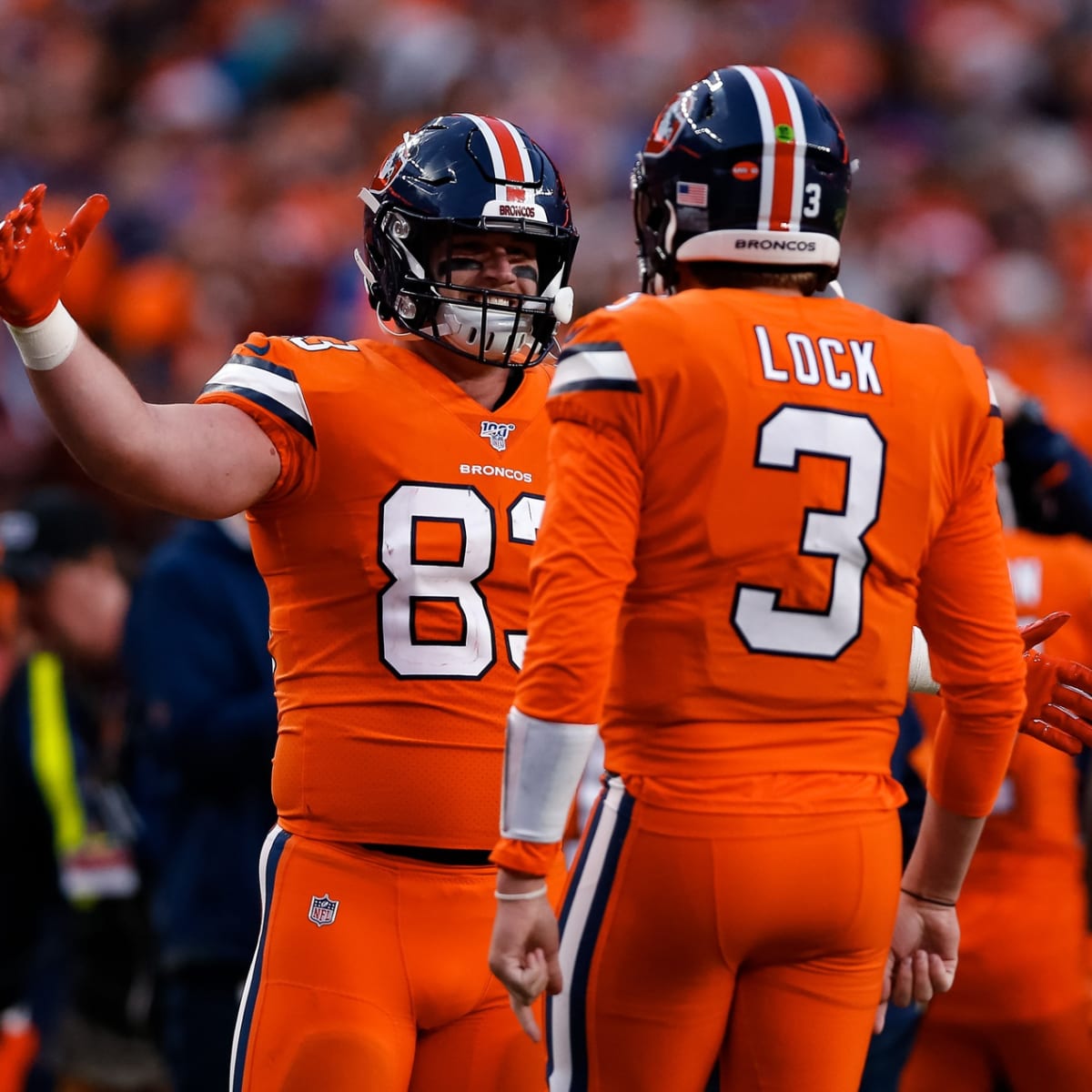 Denver Broncos tight end Andrew Beck during pre-game warmups before an NFL  football game against the Kansas City Chiefs, Sunday, Dec. 5, 2021 in  Kansas City, Mo. (AP Photo/Reed Hoffmann Stock Photo 