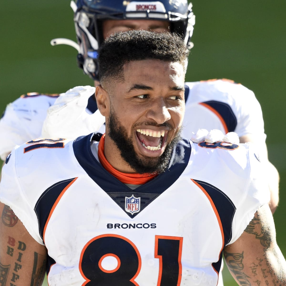 Denver Broncos wide receiver Tim Patrick (81) runs against the Kansas City  Chiefs during an NFL football game Saturday, Jan. 8, 2022, in Denver. (AP  Photo/Jack Dempsey Stock Photo - Alamy