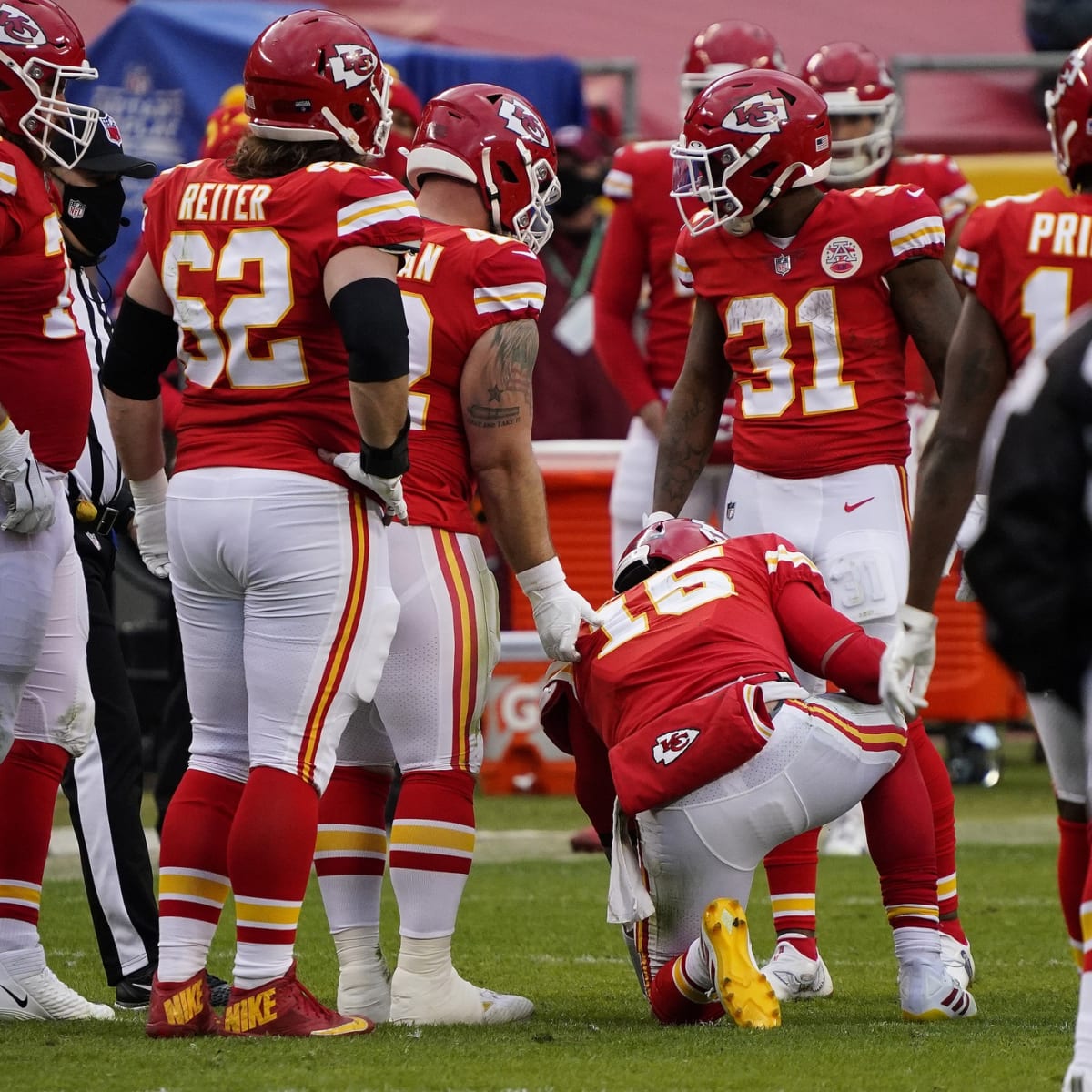 Kansas City Chiefs quarterback Patrick Mahomes leaves the stage following a  news conference following an NFL football game against the Baltimore Ravens  in Kansas City, Mo., Sunday, Sept. 22, 2019. The Kansas