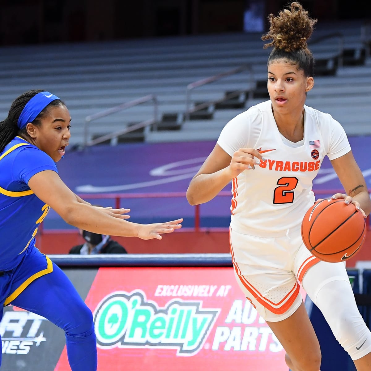 February 12, 2023: Pitt's Dayshanette Harris (1) controls the ball